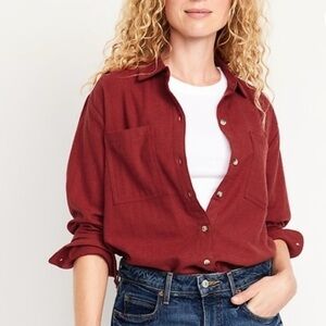 Old Navy Red Flannel Boyfriend Shirt